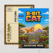 Katze, Retro-8-Bit-Pixel-Art Postkarte (Vorne/Hinten)
