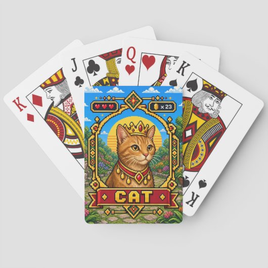 Katze Retro 8-Bit Pixelkunst Spielkarten (Rückseite)