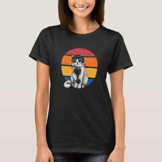 Katze Retro Sonnenuntergang Katze Sonnenuntergang  T-Shirt