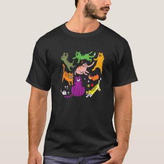 Katze Retro-Stil itty Katzen Multicolor für Jungen T-Shirt