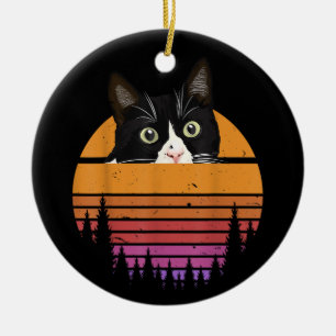 Katze Retro Stil Schwarze Katze Vintage Stil Kätzc Keramik Ornament