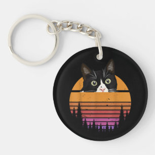 Katze Retro Stil Schwarze Katze Vintage Stil Kätzc Schlüsselanhänger