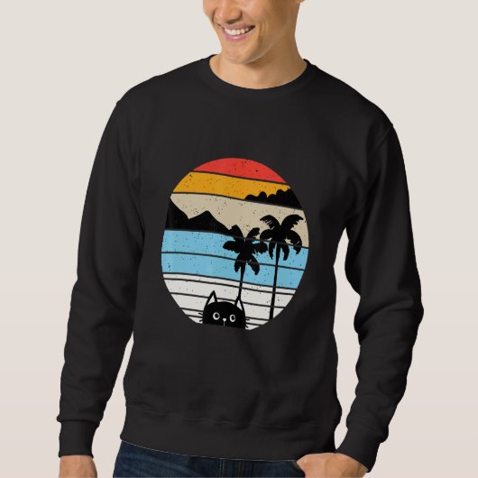 Katze Retro-Stil Tier 4 Sweatshirt (Vorderseite)