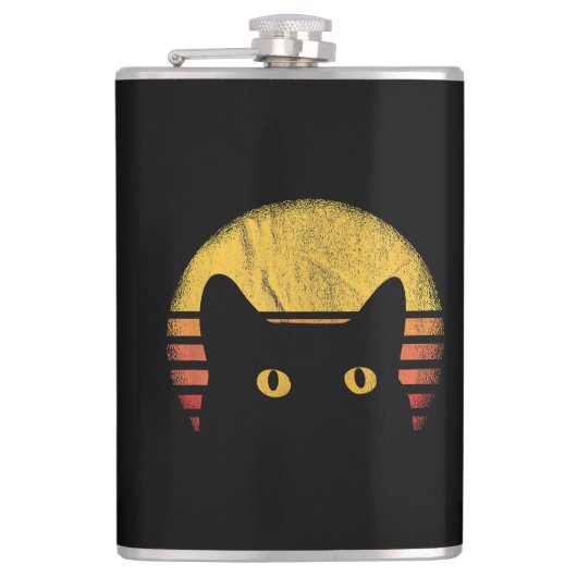Katze Retro Vintage Flachmann (Vorderseite)