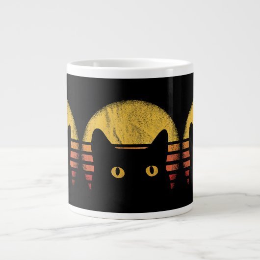 Katze Retro Vintage Jumbo-Tasse (Vorderseite)