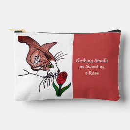 Katze riecht an duftender Rose Zubehörtasche