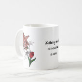 Katze riecht an einer Rose Kaffeetasse (Vorderseite Links)
