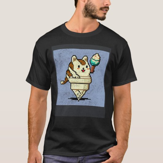 Katze Roboter Eiscreme T-Shirt (Vorderseite)