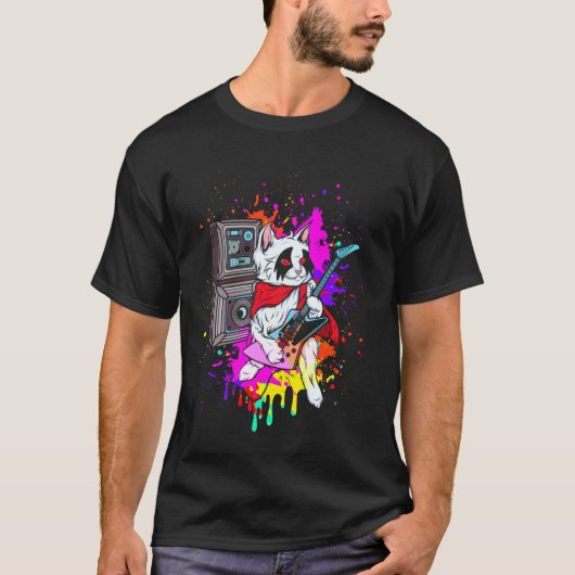 Katze Rock 'n' Roll T-Shirt (Vorderseite)