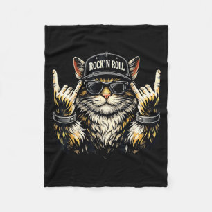 Katze Rock On Musik Heavy Metal Lustig für Männer  Fleecedecke