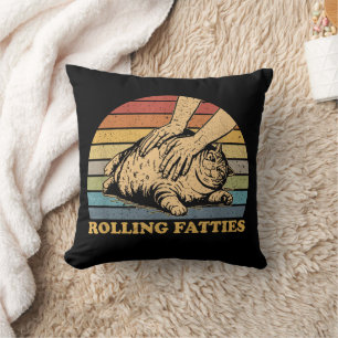 Katze rollt Fatties lustig Kissen