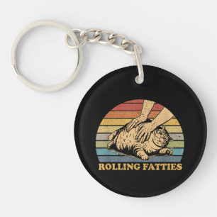 Katze rollt Fatties lustig Schlüsselanhänger
