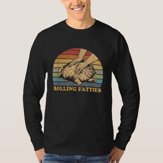 Katze rollt Fatties Lustig T-Shirt (Vorderseite)