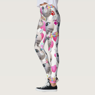 Katze Rosa Miauen Weiße Leggings