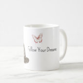 Katze Rosa Schmetterling Träume Kaffeetasse (VorderseiteRechts)