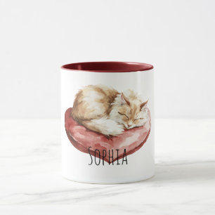 Katze Rot Herz Kissen Tasse