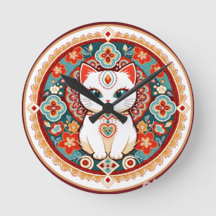 Katze Runde Wanduhr