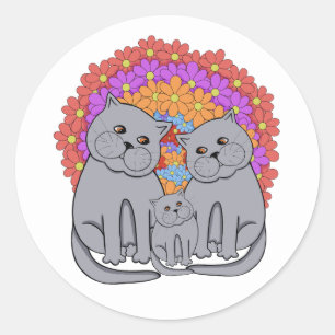 Katze. Runder Aufkleber