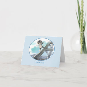 Katze rutscht Eiffelturm herunter – Paris Lustige  Dankeskarte