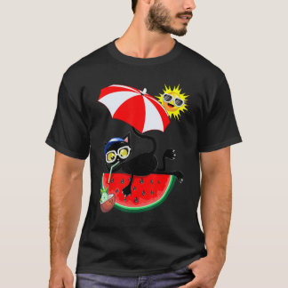 Katze & Saftige Wassermelone Sommerliche Entspannu T-Shirt