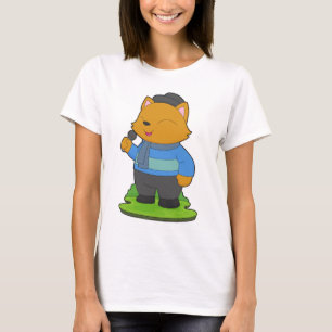 Katze Sänger Mikrofon Singend T-Shirt