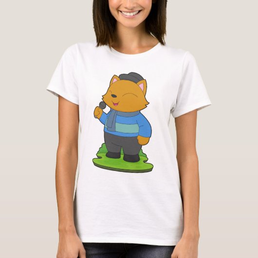 Katze Sänger Mikrofon Singend T-Shirt (Vorderseite)