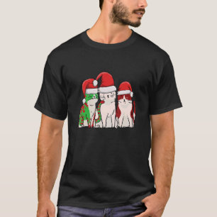 Katze Santa Hut Weihnachten Pyjama Süße Katze Kätz T-Shirt