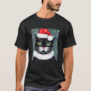 Katze Santa Hut Winter Weihnachten Xmas Feiertage T-Shirt
