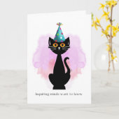 Katze | Sarcastic Party Hat Cat Funny Birthday Car Karte (Gelbe Blume)