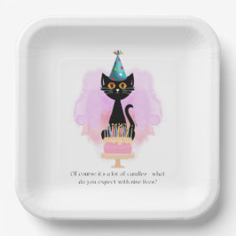 Katze | Sarcastic Party Hat Cat Funny Birthday Pappteller