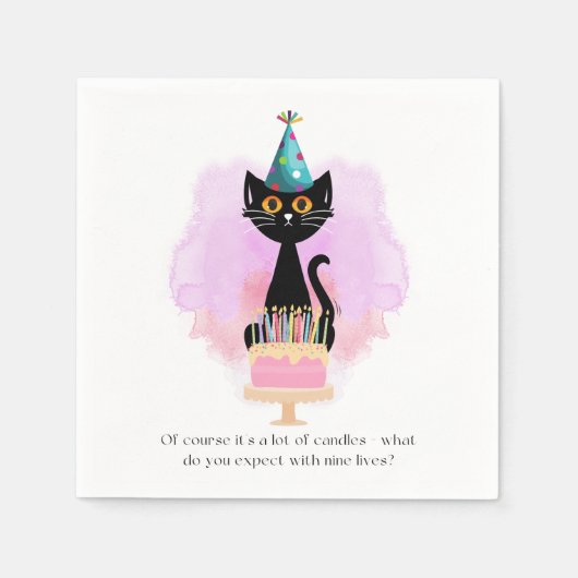 Katze | Sarcastic Party Hat Cat Funny Birthday Serviette (Vorderseite)