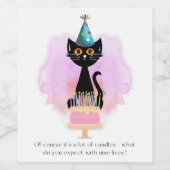 Katze | Sarcastic Party Hat Cat Funny Birthday Weinetikett (Einzelnes Label)
