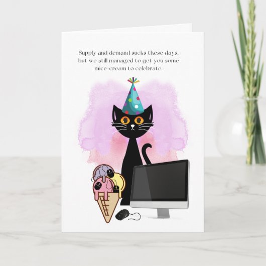 Katze | Sarcastic Party Hat Cat Funny Co-Worker Ca Karte (Vorderseite)