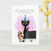 Katze | Sarcastic Party Hat Cat Funny Co-Worker Ca Karte (Gelbe Blume)