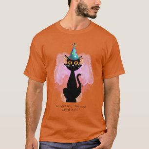 Katze Sarcastic Party Hat Cat Menschliche Ohre T-Shirt