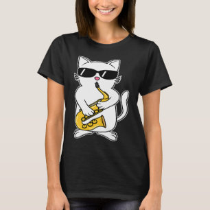 Katze Saxophon Jazz Musik Instrument Katzen T-Shirt