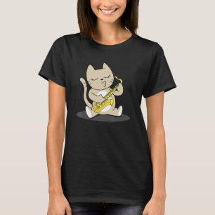 Katze Saxophon Saxophonist Musiker T-Shirt