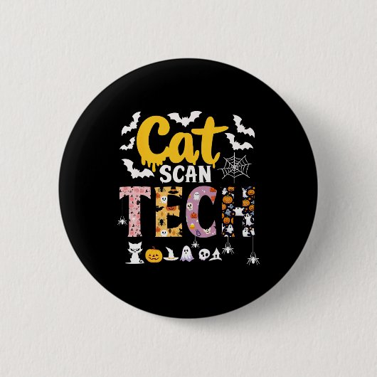 Katze Scan Ct Rad Tech Halloween-Kostüm Spinne Fli Button (Vorderseite)