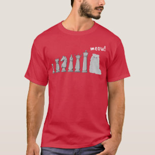 Katze Schach Bauer Meow Lustiger Schachspieler  T-Shirt