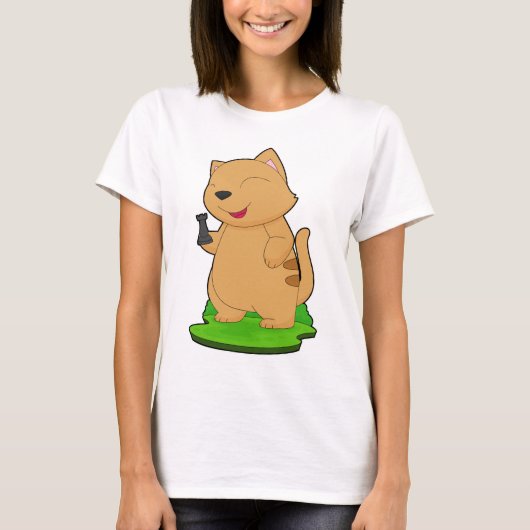 Katze Schachfigur Turm Schach T-Shirt (Vorderseite)