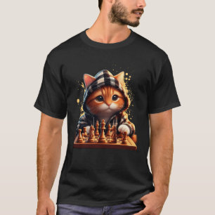 Katze Schachspieler Kätzchen Brettspiel Strategie T-Shirt