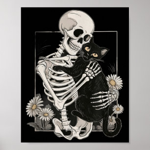 Katze Schädel Kätzchen Süß Skelett Halloween Männe Poster