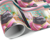 Katze schaut fern geschenkpapier (Rolleneckpunkt)