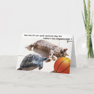 KATZE, SCHILDKRÖTE UND BASKETBALL Vatertag Karte