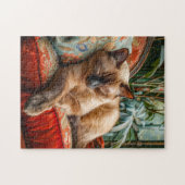 Katze schlafend auf gemütlichem Sessel Puzzle (Horizontal)