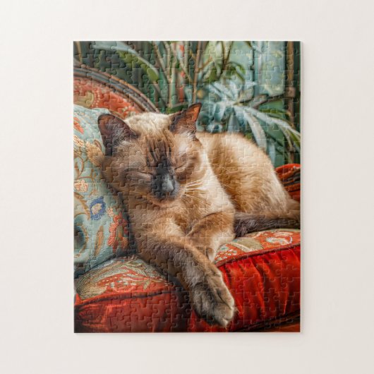 Katze schlafend auf gemütlichem Sessel Puzzle (Vertikal)