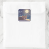 Katze schlafend quadratischer aufkleber (Tasche)