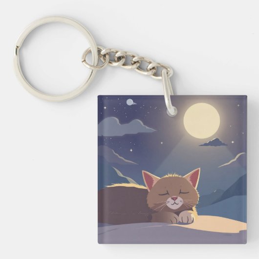 Katze schlafend schlüsselanhänger (Vorderseite)