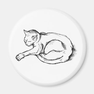 Katze Schlafende Illustration Kugelschreiber Zeich Magnet