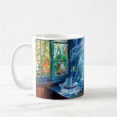 Katze schläft auf Fensterbank Kaffeetasse (Links)